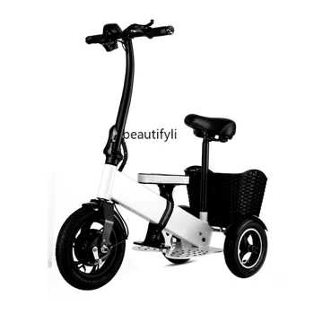 yj Складной электромобиль для родителей и детей, Ультралегкий портативный трехколесный велосипед, Маленький самокат, Аккумуляторная машина