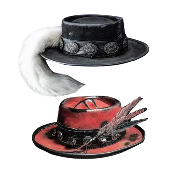 Ковбойская шляпа с рисунком черепа, Ковбойская шляпа для выпускного вечера для взрослых, Регулируемая Фетровая шляпа с пером, Прямая поставка