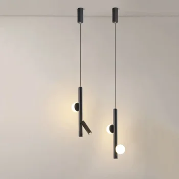 Минималистичный креативный Черный светодиодный подвесной светильник для домашнего декора, Прикроватный прожектор, подвесная лампа для чтения в спальне, гостиной, столовой, баре