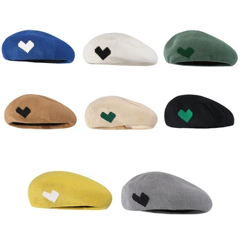 Шляпа художника Y2K, шляпы для покупок с вышивкой в виде тыквы и сердечка